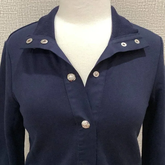 Ralph Lauren Womens Petite Casual Jacket Snap Up Navy Blue sz PS - Picture 6 of 9